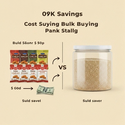 Graphic illustrating cost savings from bulk buying pantry staples